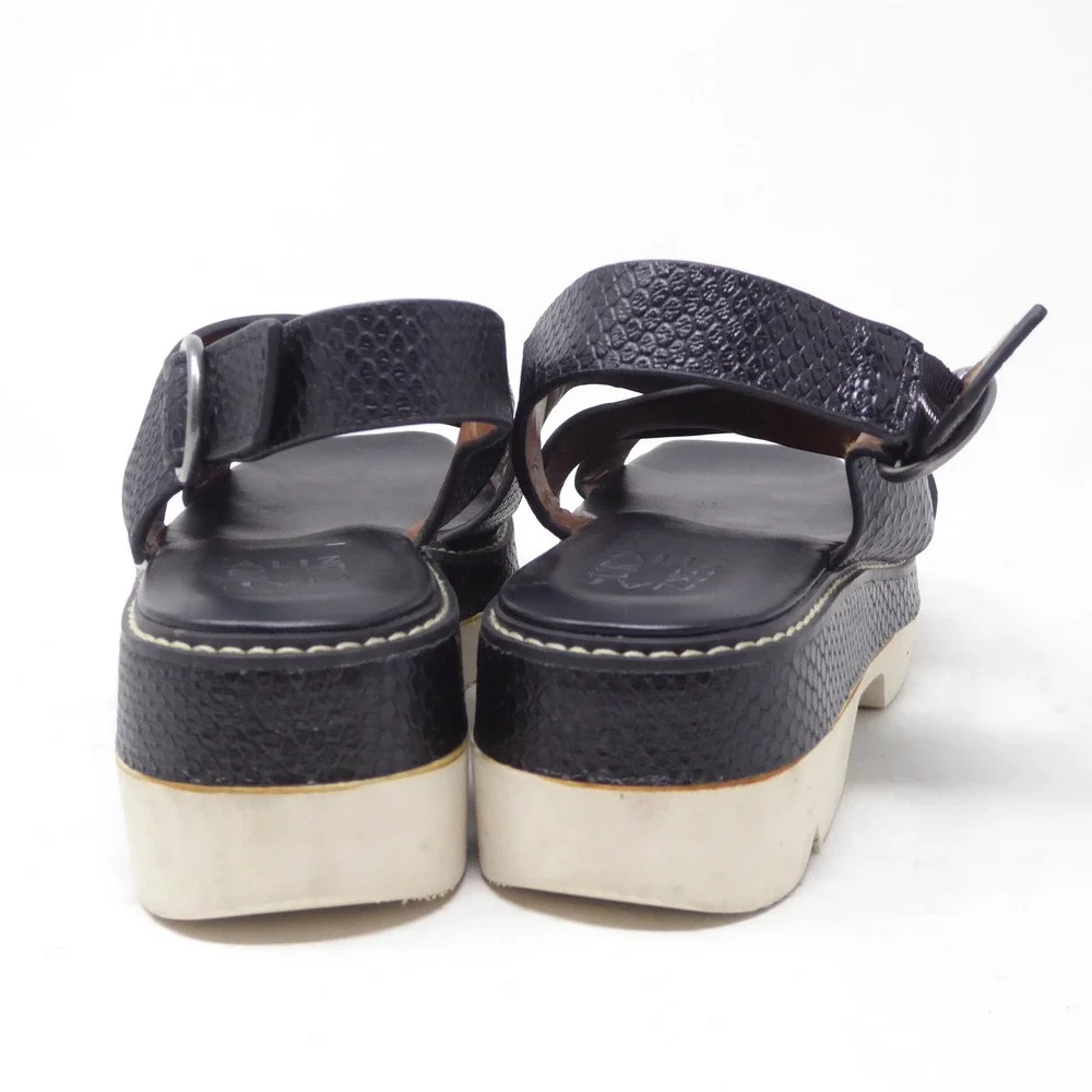 Naturalizer Womens Halifax Platform Sandals Black Snake Print Leather 7.5M